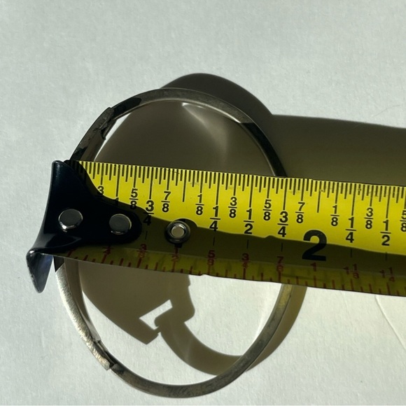 Vintage Alpaca Mexico Silver Abalone Inlay Hinge Bangle Bracelet - Picture 9 of 9